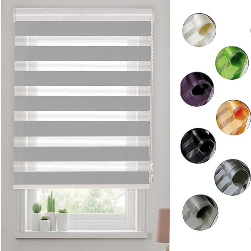 Verdunkelungsrollo Thermorollo 80 x 300 cm Höhe Stufenlos Verstellbar Rollo für innen Thermorollo Sichtschutz inkl. Montagematerial, für Fenster & Tür, Hellgrau