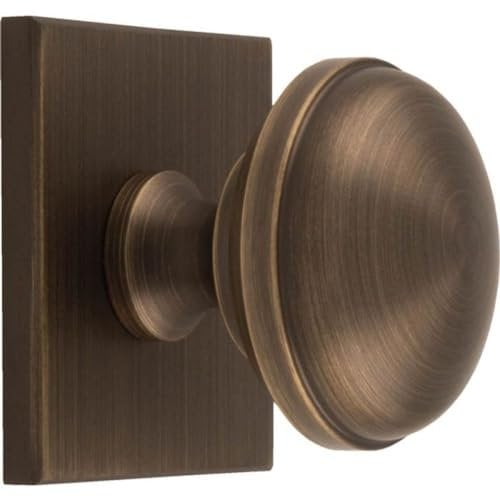 Carlisle Brass Harmonise Warwick Cupboard Knob on Square Backplate (Anique Brass)