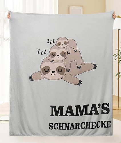 Magicoco Mama Kuscheldecke Geschenke für Mama, Faultier Decke Muttertagsgeschenk für Mama Geburtstagsgeschenk Personalisierte Geschenke, Mama SCHNARCHECKE Decke Weiche Sofadecke 130 x 150 cm
