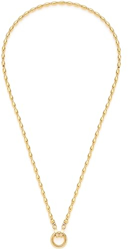 JEWELS BY LEONARDO Halskette Clip & Mix Lori • Kette aus goldfarbenem Edelstahl • ovalen Edelstahl-Perlen und Ring zum Anhängen von Charms • 45 cm Länge • Schmuck Geschenk Damen • 023741