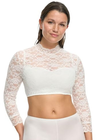 Susa Damen 5569 Wiesn-Zauber Dirndl-Bluse 3/4 Arm, Ivory, 34
