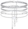 FindChic 3 Stück Fußkette Damen Doppeltes Herz-Fußkette Schlangenkette Fußkettchen Panzerkette Strand Knöchel Ketten Armbänder Verstellbare Fuß Schmuck Set, Silber, Wasserfest, 22+5cm