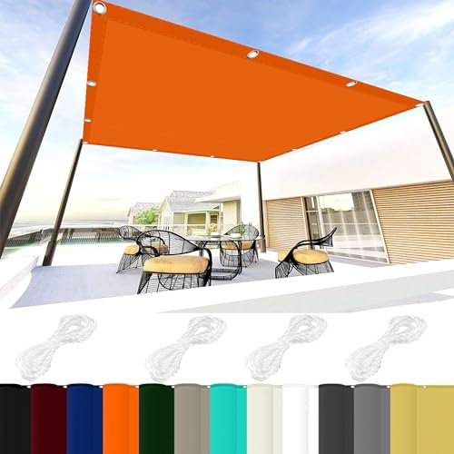 Sonnensegel Sonnenschutz Wasserdicht Rechteckig 0.5 x 8 m 98% UV Schutz Sonnensegel Terrassenüberdachung mit Ösen Und Kordel,Ohne Bohren für Garten Balkon Terrasse Camping, Orange