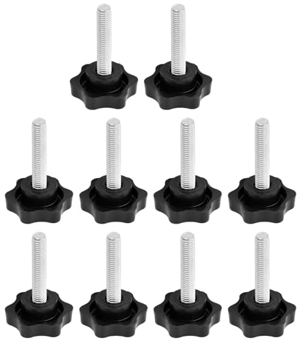 10 unidades de tornillos con mango M6 x 30 mm, tornillo de estrella M6, tornillo de mariposa M6, tornillo moleteado, tuerca de agarre de estrella, tornillos con mango de estrella, botón de sujeción