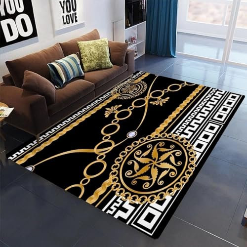 Alfombra Impresa 3D Geometría De Rejilla Retro Dorada Alfombras Grandes Para La Sala Alfombra 3D, Alfombra De La Sala De Estar, Alfombras Para Niños Para El Dormitorio, Alfombras 200 X 300 Cm -0H3U3T5