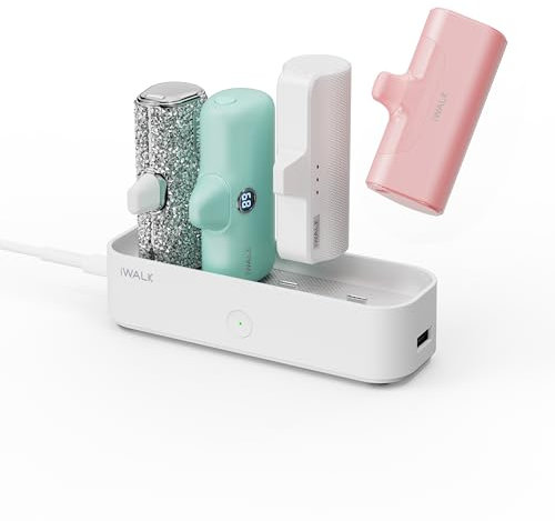 iWALK Charger Station for Portable Charger 4500mAh, 4800mAh, 5000mAh Power Bank for iPhone Charging Station Multiple USB-C Family-sized Charger Station for Home(Station Only), White