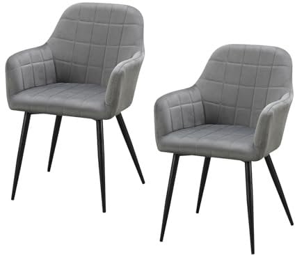 HTI living Esszimmerstuhl 2er Set Grau Velvet Albany bequemer Stuhl für ESS- und Wohnzimmer