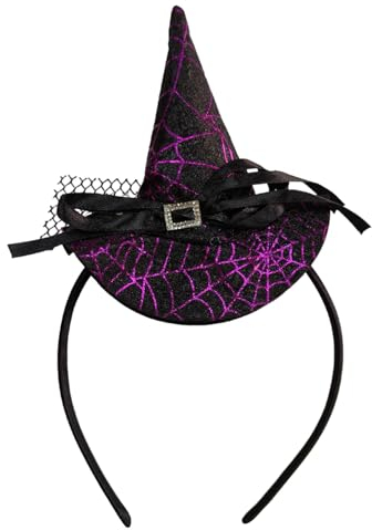 Cerchietto Halloween Strega - Accessorio per Costumi da Donna e Bambina - Cappello Viola per Feste di Halloween