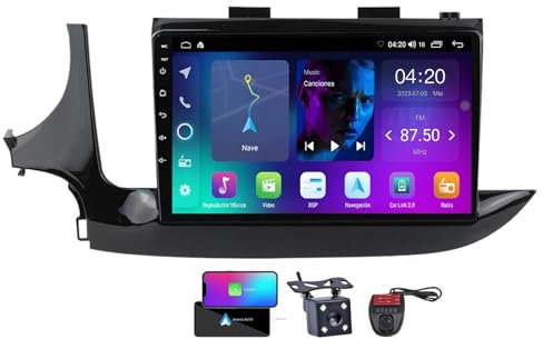 ZZPHKK Double DIN Android 13 Car Radio Compatible with Wireless CarPlay für Opel Mokka Vauxhall 2016-2019 mit 9 Zoll QLED Touchscreen Bluetooth 5.0/FM RDS DAB+ Radio/USB/Lenkradsteuerung(NF-1)