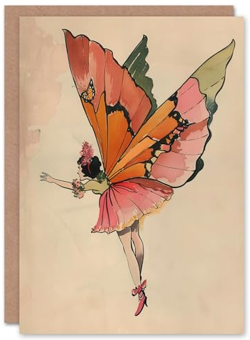 Artery8 Personalised Tinkerbell Butterfly Fairy Vintage Watercolour For Her Woman Birthday Card