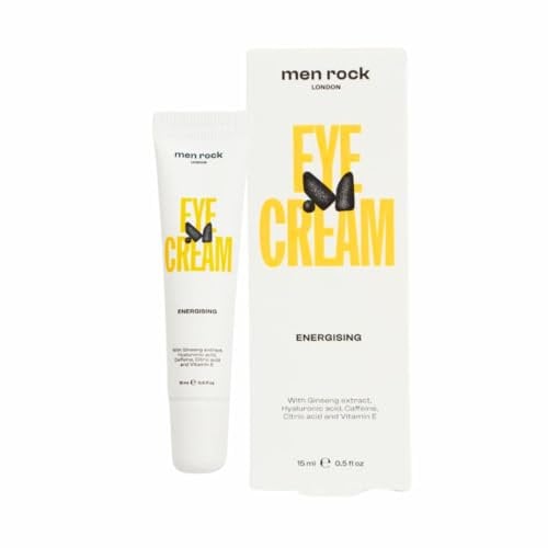 Men Rock Augencreme für Männer mit Hyaluronsäure – Reduziert Augenringe und Schwellungen, belebende Koffein-Augencreme mit Ginseng-Extrakt, 15ml
