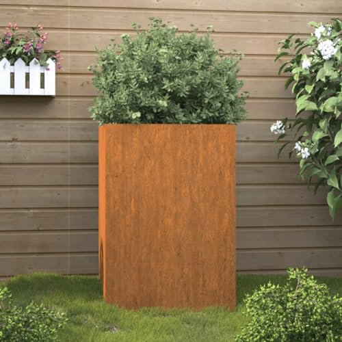 LLEZKBR Furniture Select Pot de fleurs en acier Corten 52 x 48 x 75 cm