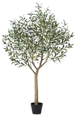 VeriNatural Olivier Artificiel Plante-150 cm Grande Fausse Plante avec Pot Stable, Résistante aux UV- Faux Arbre Décoration pour Intérieur Extérieur Salon Bureau Balcon Jardin,VN157