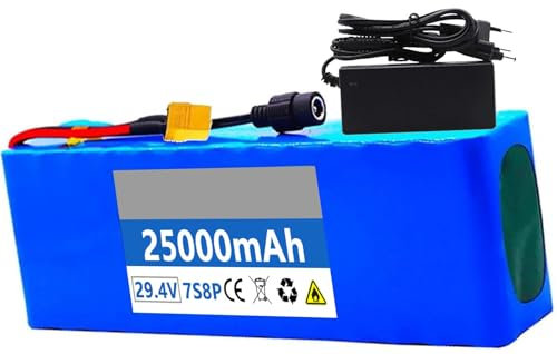 Batterie Ebike 24V 25.2V 29.4V, 24V 8Ah 10Ah 12Ah 15Ah 18Ah 20Ah 25AhBatteries vélo Batterie Lithium-ION Haute Puissance avec Chargeur pour 200W 350W 500W Motors 25.2V 8AH,XT60