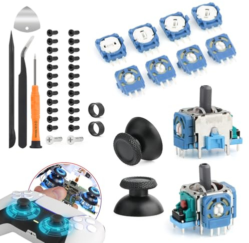 RongZy para PS5 Potenciometro para PlayStation 5 PS5 2K3 Ohm Trimmer con Joystick Thumbsticks Reparar Kit(con Tornillos,Azul) Herramientas