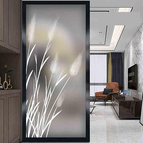 Fensterfolie Weißes Reed Milchglasfolie Selbstklebend Sichtschutzfolie Fenster Klebefolie Fenster Sichtschutz Bad Folie für Fenster Fensterfolie Blickdicht von Aussen 45x120cm/1 Pcs
