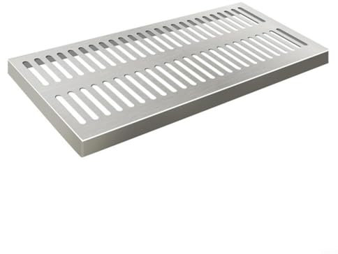 FUANA Cubierta de drenaje de piso de acero inoxidable, rejilla rectangular, antideslizante, acabado cepillado, sistema de drenaje para patio, jardín, piscina, camino, 200 x 300 mm (200 x 400 x 20 x 2