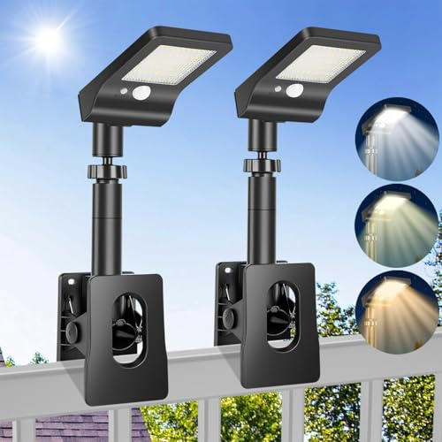 VOPHICHO 2 lampade solari esterno, con sensore di movimento, 60 LED e 3 temperature di colore, telecomando, impermeabile, luci da esterno giardino faro led per recinzioni