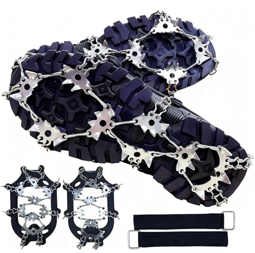 Spikes für Schuhe Winter, 32 Edelstahl grödel für Wanderschuhe, Steigeisen für Bergschuhe Klettern Gehen Joggen (XL)