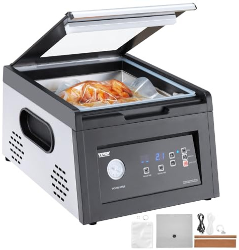 VEVOR Selladora al Vacío de Cámara Bomba de Vacío 380 W, Máquina Envasadora de Bolsas para Alimentos Frescos, Diseño Compacto Longitud de Sellado de 29 cm, Ideal para Uso Profesional y Doméstico