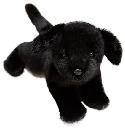 HOMEXYLYL Labrador, Kuscheltier Realistisches Golden Retriever Hunde Tier Plüsch Kuschelwelpe für Kinder Wohndeko Kuscheltier Geschenk (Black36Cm/14.17in)
