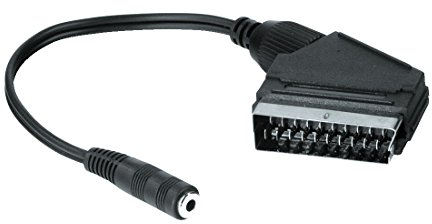 Hama Scart Adapter auf 3,5 mm Klinken-Kupplung (mit TV-Lautsprecherfunktion, Scart-Stecker ohne Raumtonabschaltung des Fernsehers, Stereo) schwarz