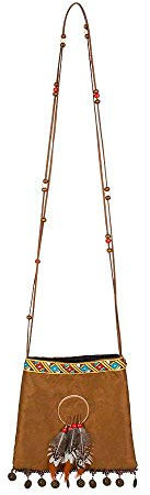 Boland 44144 - Borsetta indiana, dimensioni circa 21 cm, borsa a tracolla, squaw, marrone, carnevale, halloween, festa a tema, travestimento