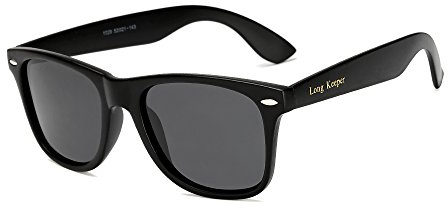 Long Keeper Polarisierte Sonnenbrille Unisex Vintage Sonnenbrille für Damen & Herren Mit UV-Schutz (Sand Schwarz Grau)