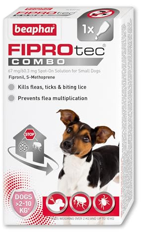 Beaphar - FIPROtec® COMBO for Small Dogs (2–10kg) - 1 pipette - Kills Fleas, Flea Eggs, Flea Larvae & Ticks - Stops Fleas Multiplying on Pet and in Home - Vet Strength Dog Flea Treatment