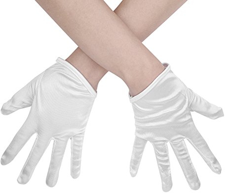 LONTG Handschuhe weiß Party Hochzeit Dekoration Brauthandschuhe kurz für Damen Frauen Mädchen Abendhandschuhe Schöne elegant atmutungsaktiv Kostümhandschuhe winter Frühling Sommer Schwarz Weiß