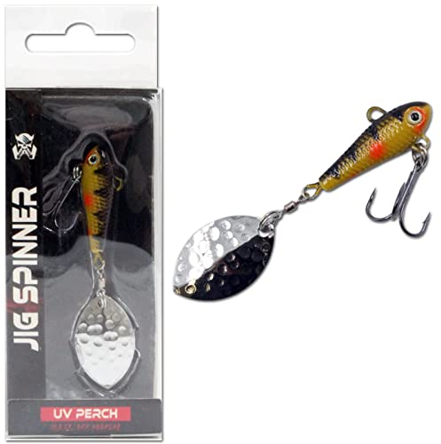 Wild Devil Baits Jig Spinner Spin Jig Bleikopfspinner Spoon (10g, UV Perch)
