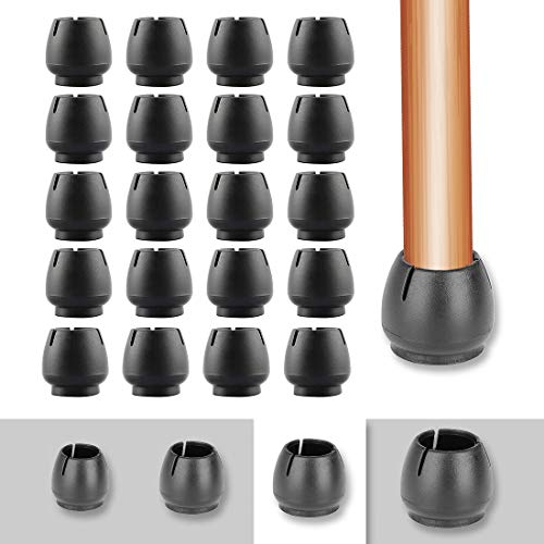 HONGECB Stuhlbeinkappen, Silikon Stuhlbeinkappen Rund, Gummi Tisch Stuhl Beinkappen Schutzkappen Geruchsneutral Stuhlbeinkappen, für 25-29MM Runde Beine 20pcs, Schwarz