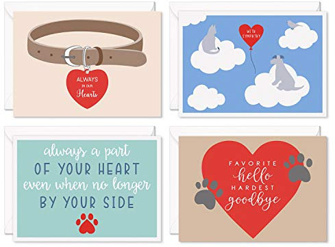 SWEETZER & ORANGE Loss of Pet Trauerkarten für Hunde, Katzen und alle Haustiere Set mit 8 Notizblättern und Versandtaschen, dicke Grußseiten und Umschläge, Trauerscheine, Hunde-Gedenkkarte und