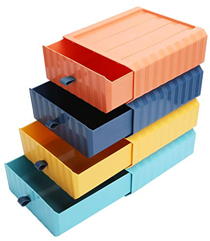 Stapelbare Schreibtischschubladenboxen Mehrschichtige Regal Aufbewahrungsbox Kunststoff Büro Schreibtisch Organizer Kosmetik Organizer Häuser Schlafzimmer Büros Küchen