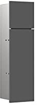 Emco Asis Pure Unterputz-WC-Modul, Badezimmerschrank als Klobürsten- und Toilettenpapierhalter mit extra Fach, Hochschrank mit Push to Open-Funktion und Anschlag Links, grau matt