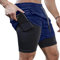 MANLUODANNI Herren Running Shorts, 2 in 1 Shorts Men Laufshorts Fitness Sporthose Kurz Jogginghose Schnelltrocknende Laufhose mit Kompressionsshorts und Taschen Reißverschlussfach Marine M