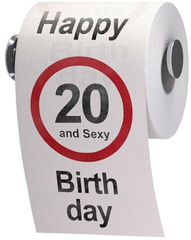 Papier toilette d'anniversaire drôle Papier toilette Décoration d'anniversaire Articles cadeaux (20e anniversaire)