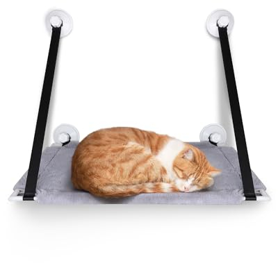 Nobleza Hamac Chat Fenêtre, lit Suspendu pour Animal de Compagnie à Ventouse Confortable, avec Ventouses Puissantes Jusqu'à 20kg