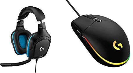 Logitech G432 Wired Gaming Headset, 7.1 Surround Sound, DTS Headphone:X 2.0, 50 mm Audio Drivers, Black & 203 LIGHTSYNC Gaming Mouse with Customizable RGB Lighting, Black
