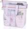 DV Lifestyle Mesh Shower Bag 25 x 26cm Caddy with Zipper & 2 Pockets. Quick-Dry Portable Toiletry Tote for Bathroom, Gym, Travel, Camp, Beach, for Sunscreen, Dorm & College Essentials (Light Gray)