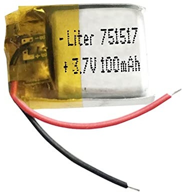 Batterie 751517 LiPo 3.7V 100mAh 0.37Wh 1S 5C Liter Energy Battery pour l'électronique Rechargeable Téléphone Portable Smartwatch GPS - Ne Convient Pas à la Radiocommande 19x15x7.5mm (100mAh|751517)