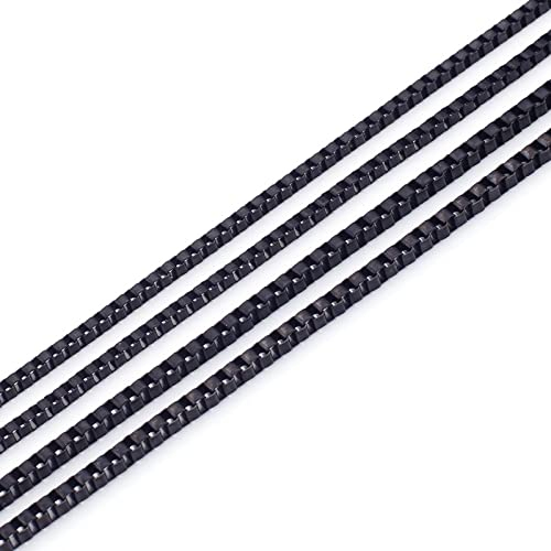 AMDXD Premium Halskette für Herren aus Edelstahl, Venezianierkette Punk Modeschmuck Hochwertig und Handgearbeitet, Kette Länge 46cm, Schwarz