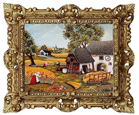 Barock Bilder Antik Repro Wunderschönes Gemälde Bilder Barock Antik Repro Rahmen Dorf 45x38 cm Bild 48B