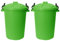 Set Of 2: 50 Litre Clip Lock Storage Bins - Large Heavy Duty Plastic Kitchen Bins - Waste, Rubbish, Compost & Animal Feeding - Made in UK. Lime Green