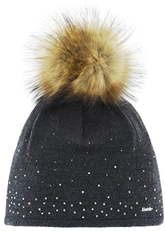 Eisbär Tiana Lux Crystal Mütze für Damen mit Bommel, Größe:Einheitsgröße, Farbe:Anthrazit