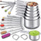 Measuring Cups and Spoons Set of 20, 7 Stainless Steel Nesting Measuring Cups & 7 Spoons, 1 + Leveler & 5 Mini Measuring Spoons for Cooking & Baking
