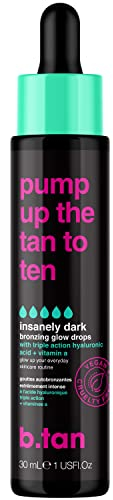b.tan Gesicht & Körper Selbstbräunungstropfen | Pump Up the Tan to Ten - Wahnsinnig Dunkel, Vegan, PETA Zertifiziert, 30ml