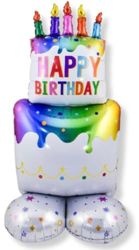 DIWULI Geschenk Luftballon XXL - Happy Birthday Torte Stern