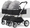 Side by Side Zwillingskinderwagen, Doppelkinderwagen for Säuglinge und Kleinkinder, abnehmbare 2 Einzelkinderwagen, faltbarer Kinderwagen mit verstellbarem Verdeck, Aufbewahrungskorb ( Color : Black )