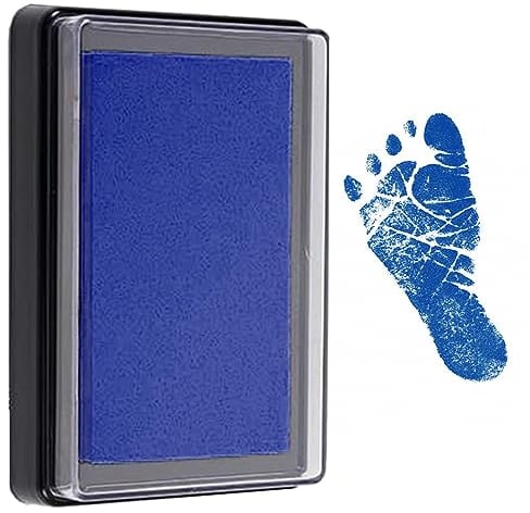 Empreintes Bébé,Empreinte Main Pied Bebe,Kits de Moulage et d'Empreintes, Tampon Encreur Réutilisable,Enfant Empreinte Clean Touch Tampons,Facile à nettoyer,Souvenir (Bleu)